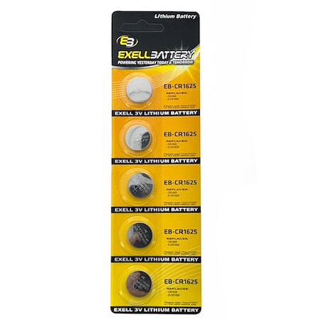Exell Battery 5pack Exell 3V Lithium Coin Cell Battery Replaces DL1625 EB-CR1625